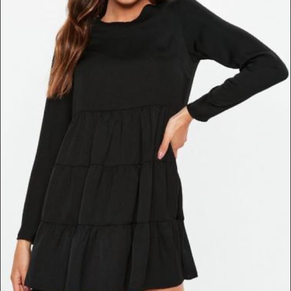 Black long sleeve smock dress